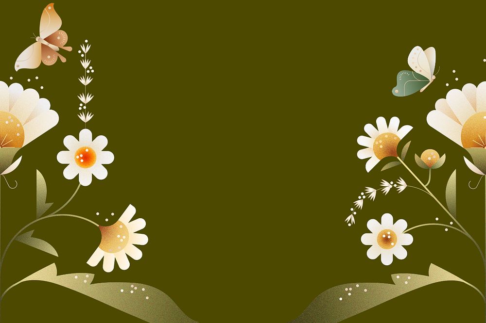 Green geometric daisy floral background, editable design