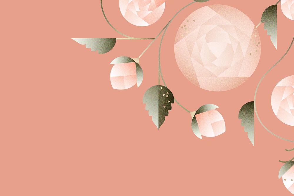 Peach geometric rose floral background, editable design