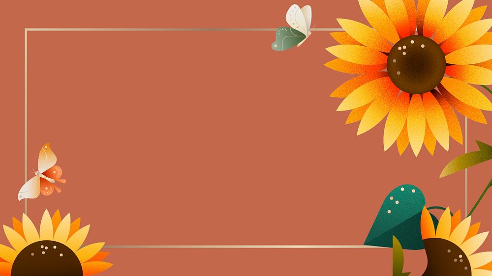 Aesthetic flat sunflower HD wallpaper, editable design