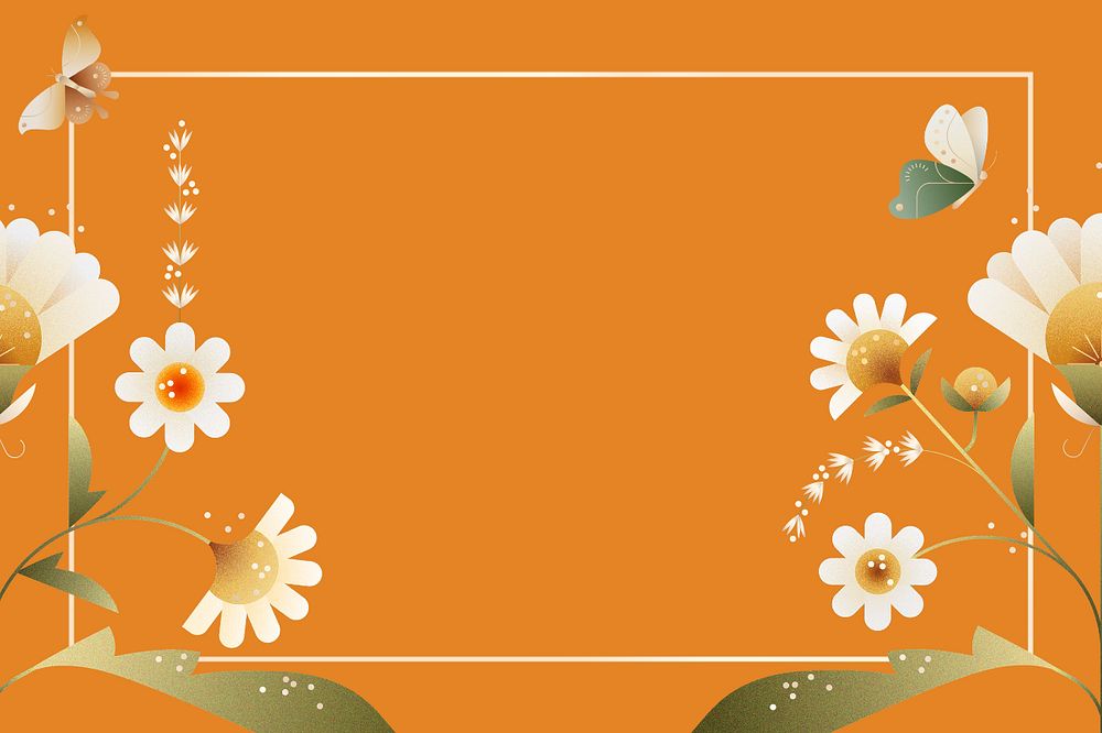 Orange geometric daisy floral background, editable design