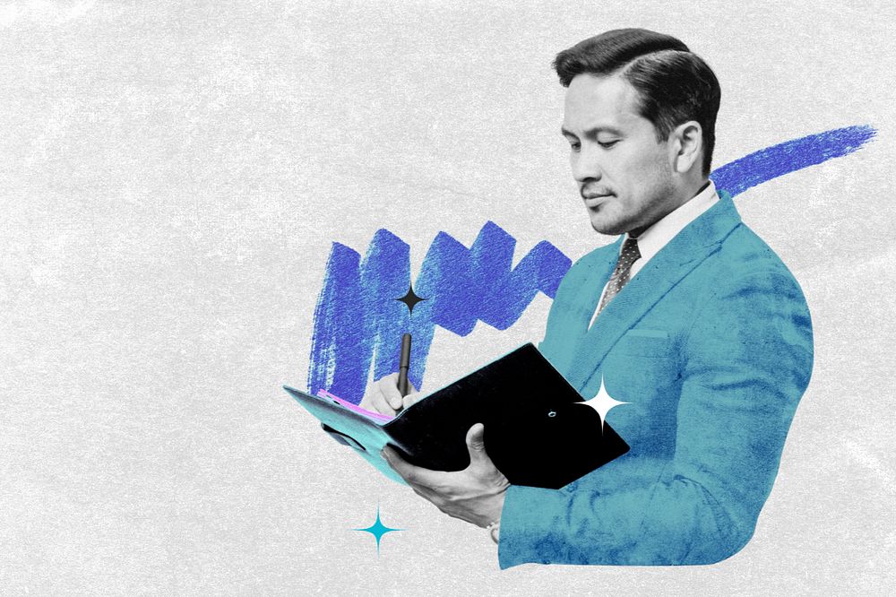 Professional businessman, editable collage remix