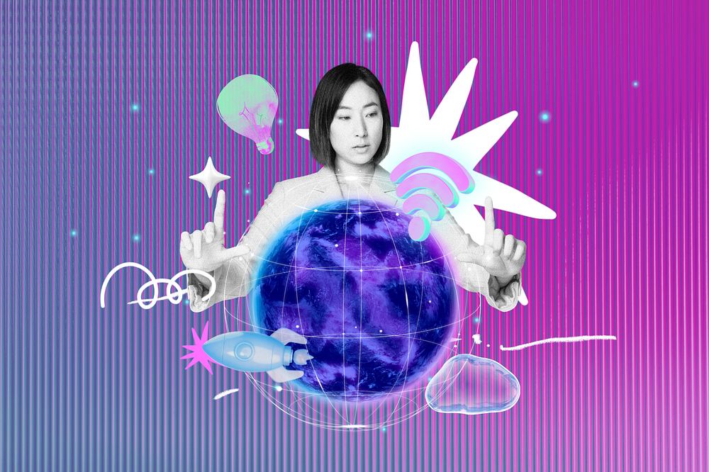 Global connection, editable collage remix design