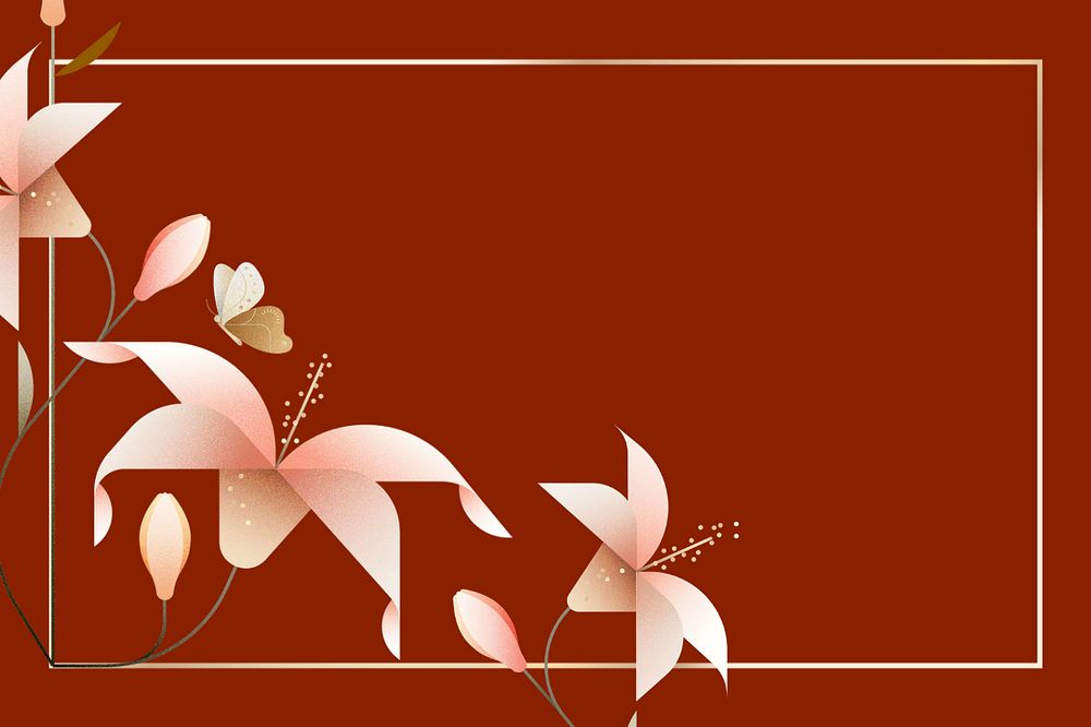 Red flat lily floral background, editable design