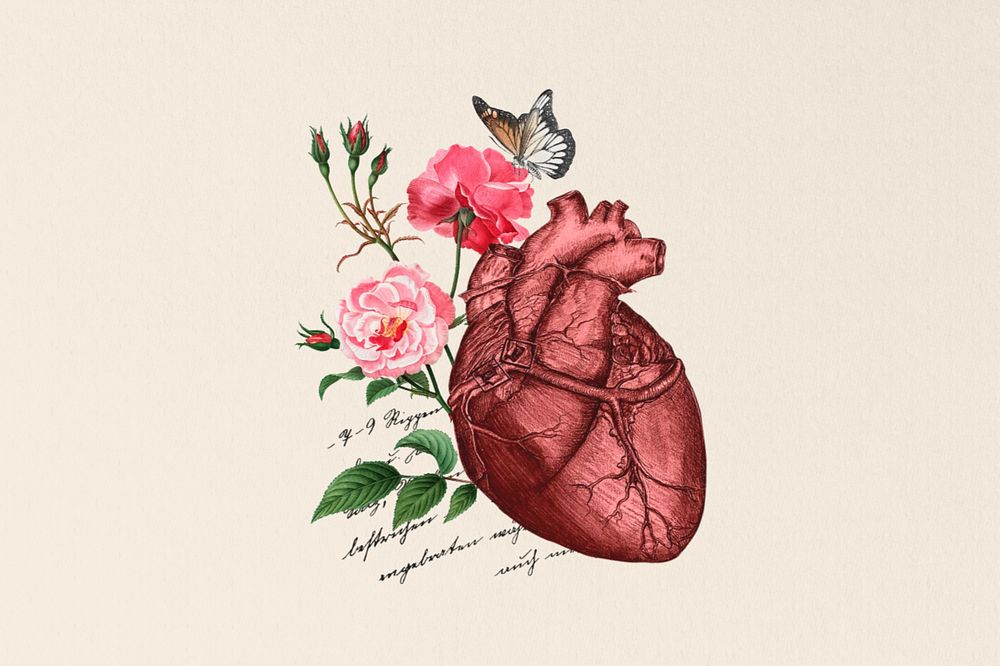 Floral human heart, editable health collage. Remixed by rawpixel.