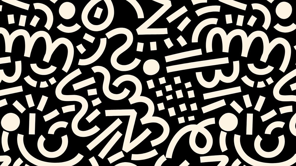 Abstract pop art desktop wallpaper, black pattern background, editable design