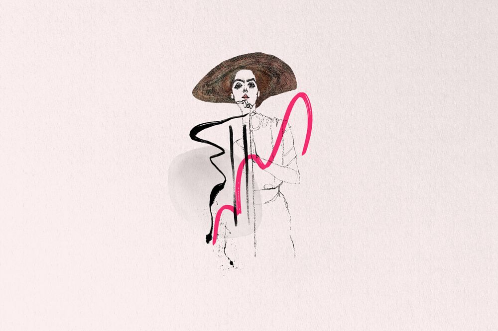 Woman in sunhat, vintage fashion editable illustration. Remixed by rawpixel.