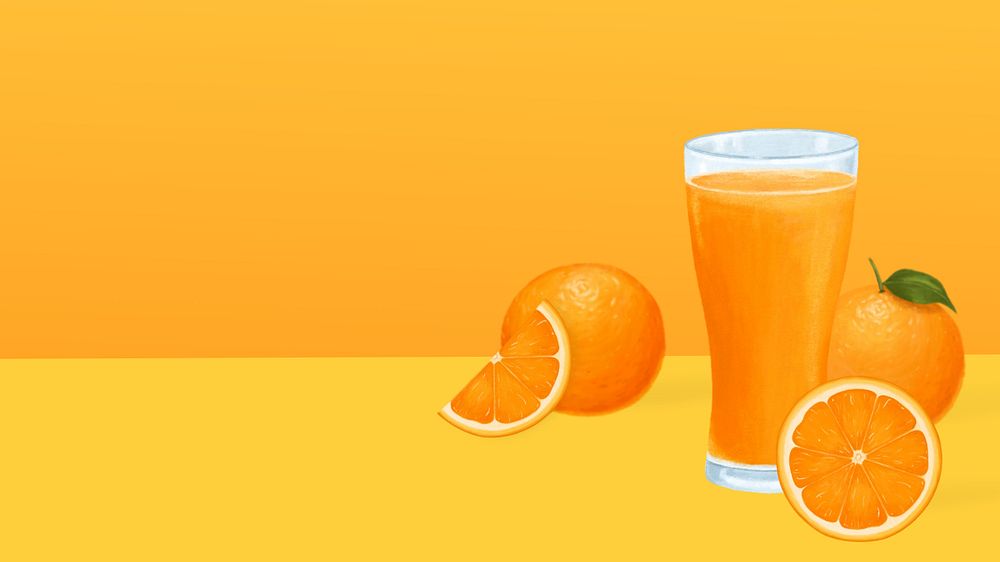 Orange juice glass HD wallpaper, healthy drink illustration, editable design