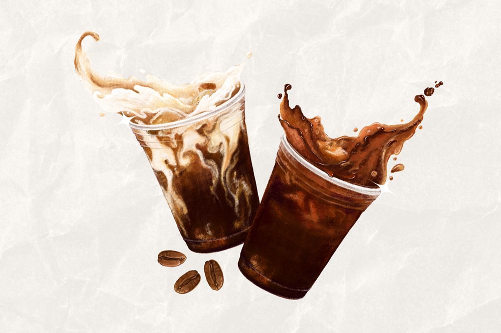 Iced coffee splash, morning beverage illustration, editable design