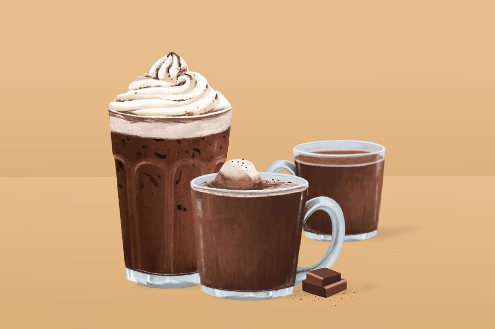 Chocolate drink, sweet beverage illustration, editable design