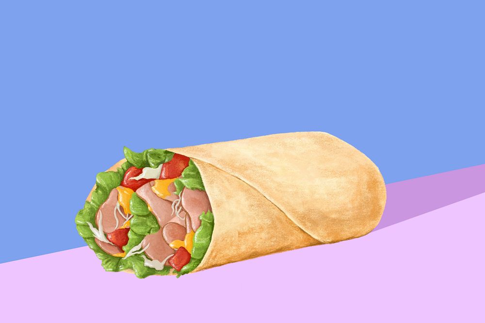 Mexican salad wrap, healthy food illustration, editable design