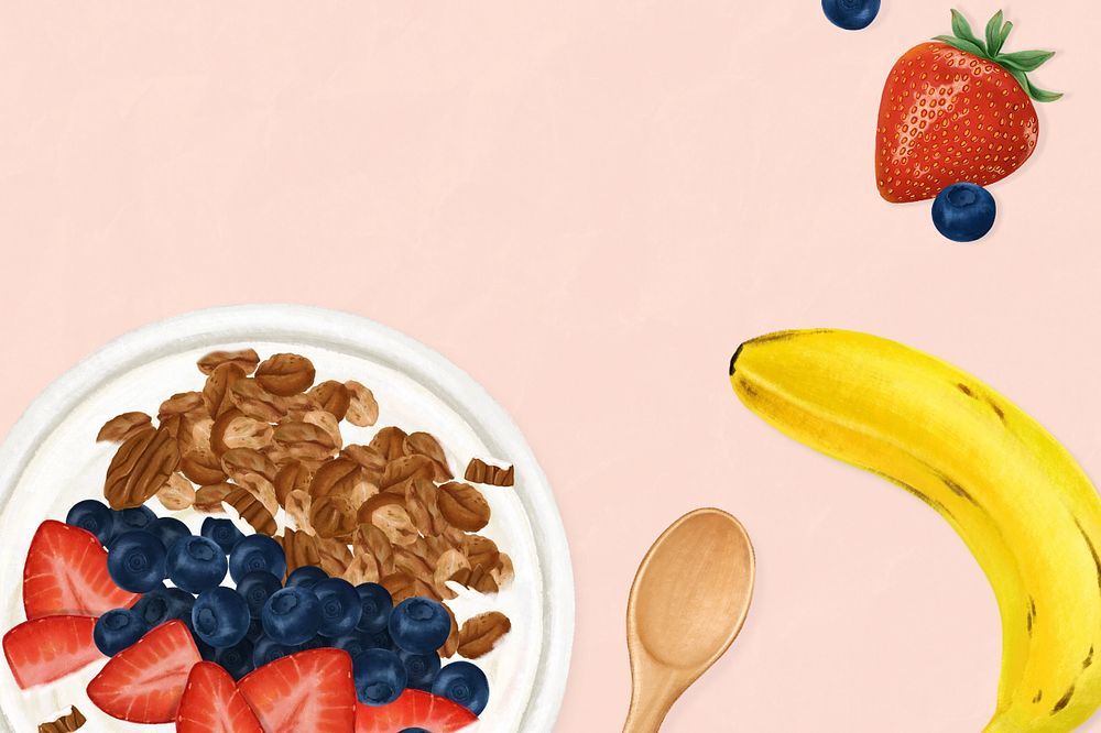 Healthy smoothie bowl background, breakfast food illustration, editable design