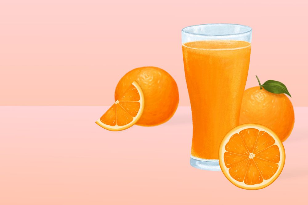 Orange juice glass background, healthy drink illustration, editable design