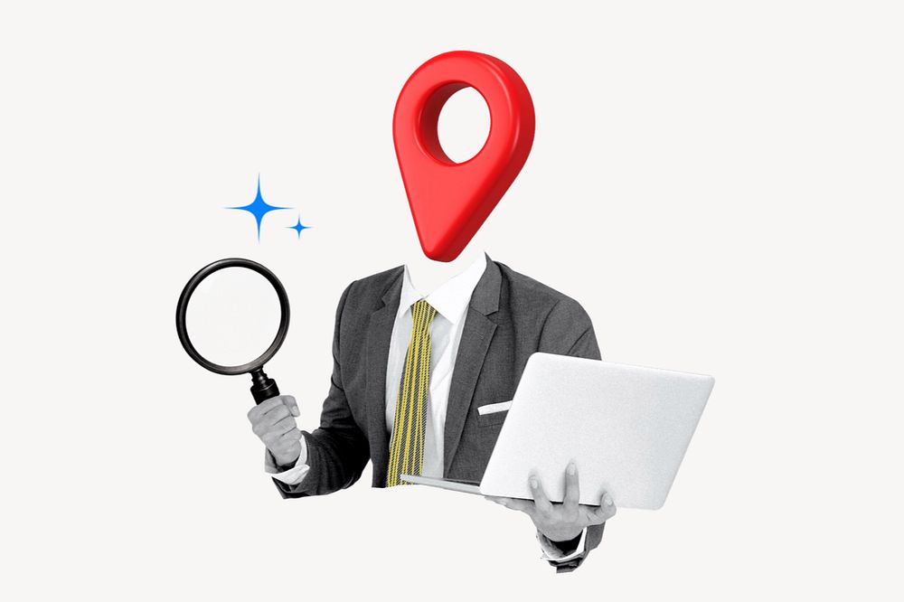 Business location, pin head businessman remix, editable design