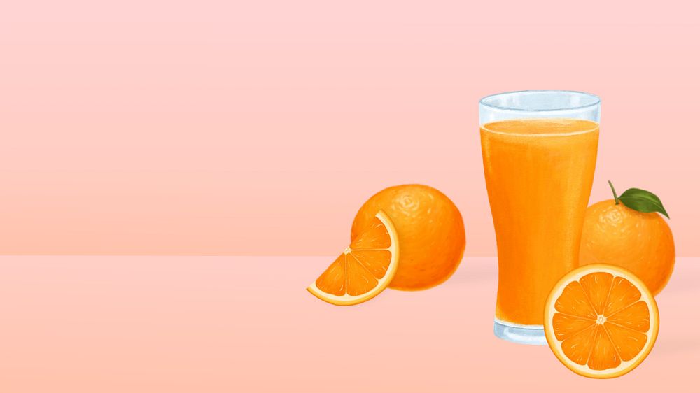 Orange juice glass HD wallpaper, healthy drink illustration, editable design