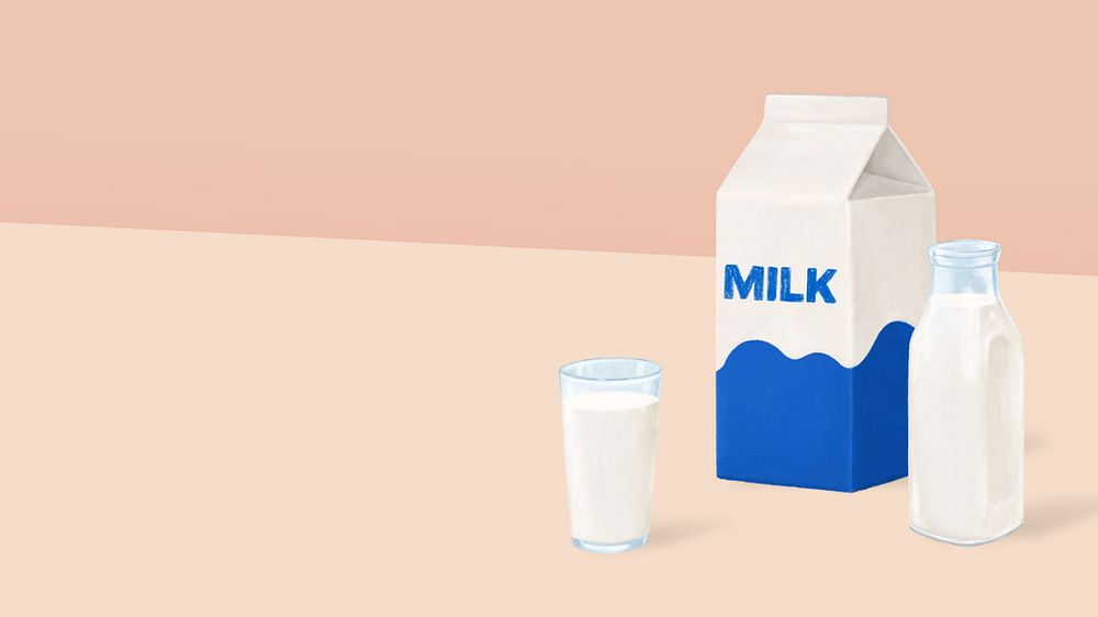 Glass of milk HD wallpaper, drink illustration, editable design