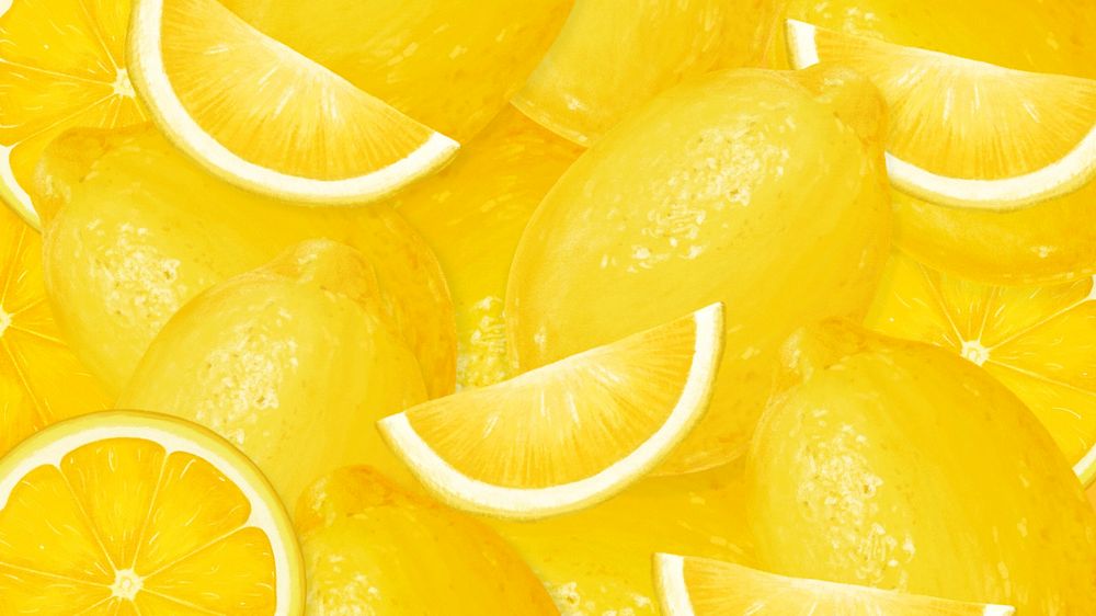 Lemon fruit pattern HD wallpaper, editable design