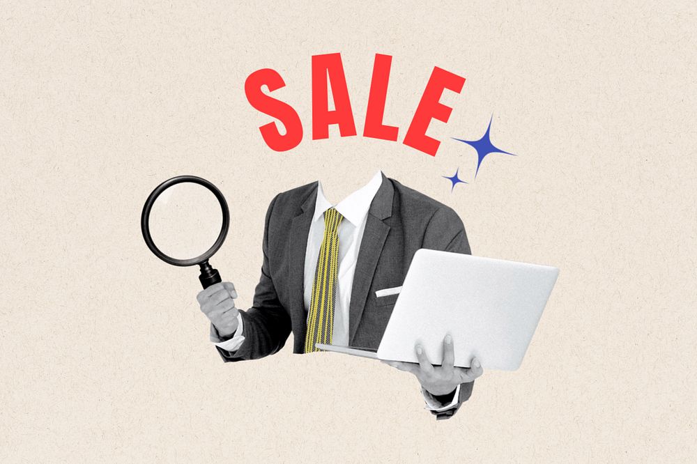 Business salesman, sale head remix, editable design