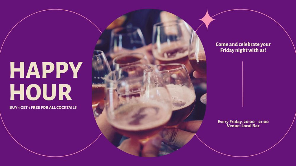 Happy hour blog banner template, editable design