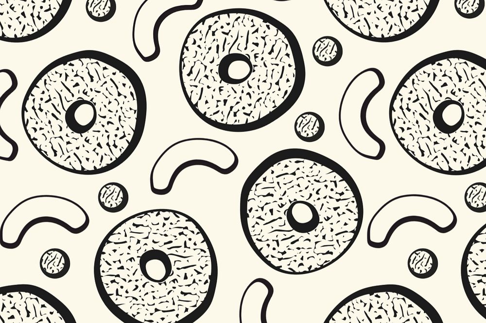 Donut memphis pattern background, beige abstract, editable design