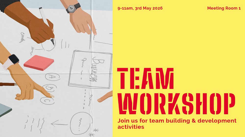 Team workshop blog banner template, editable design