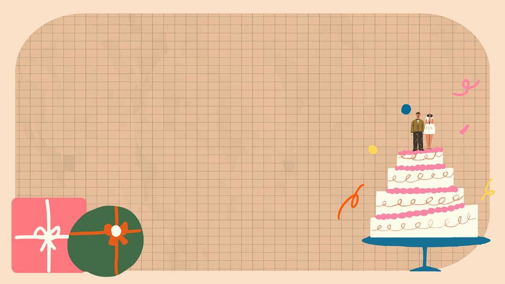 Wedding cake doodle HD wallpaper, editable design