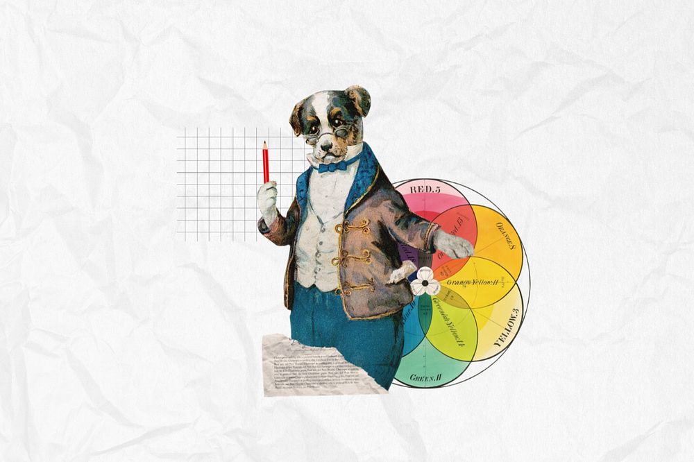 Science education, dog teacher editable collage. Remixed by rawpixel.