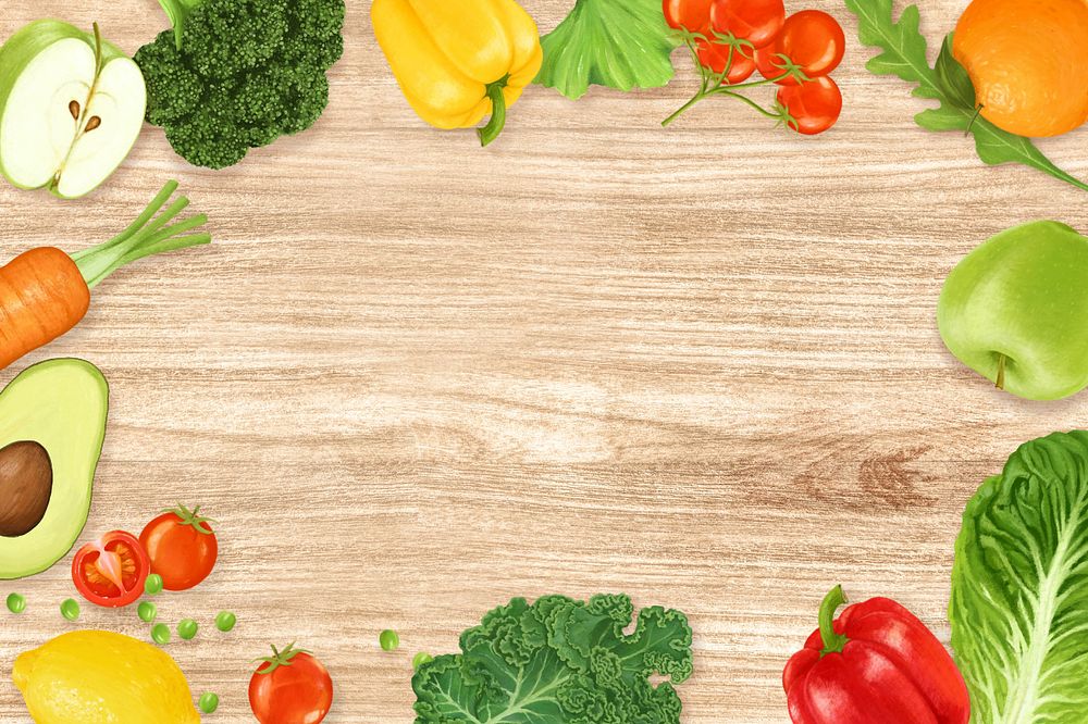 Fruits & vegetables frame background, editable design