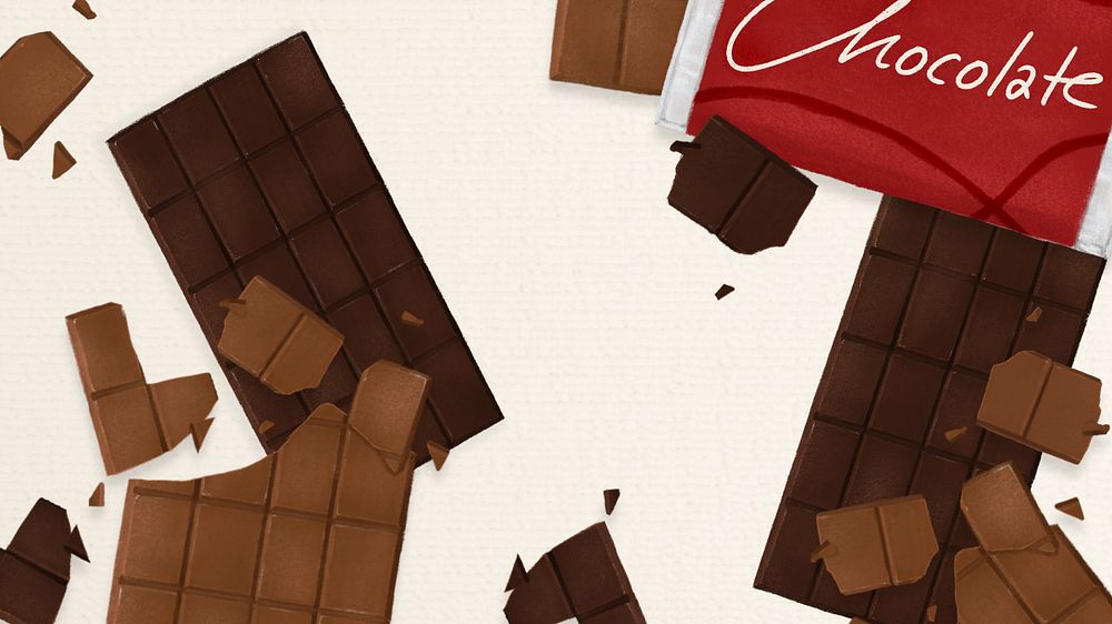 Chocolate bars desktop wallpaper, dessert illustration, editable design