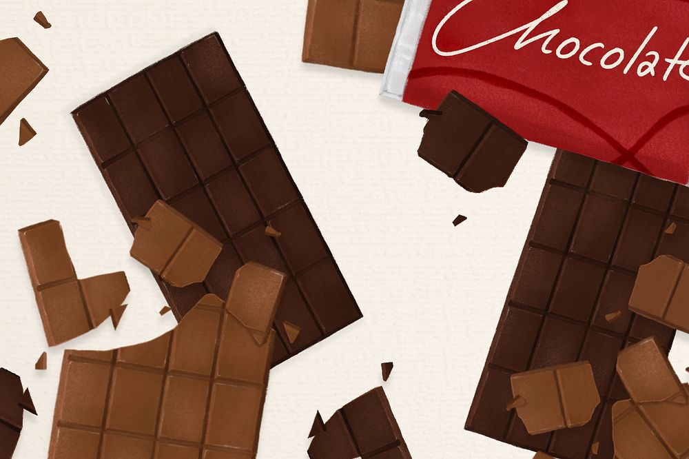 Chocolate bars background, dessert illustration, editable design