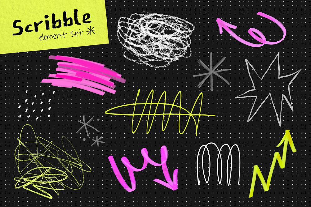 Messy scribble element set, editable design