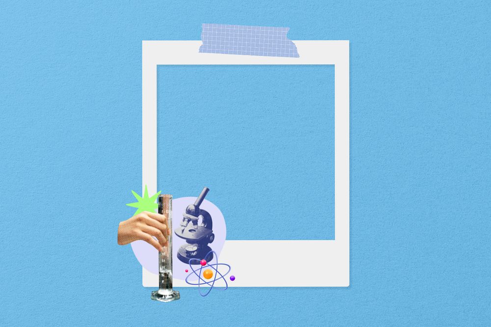 Instant film frame, science education creative remix, editable design