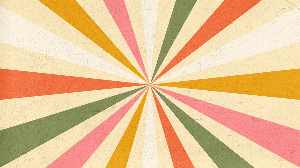 Retro sun ray desktop wallpaper, paper textured background, editable design