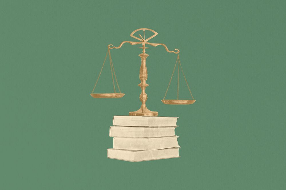 Scale of justice, books, legal editable design. Remixed by rawpixel.