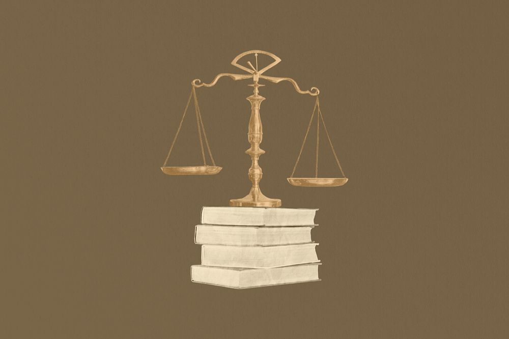 Scale of justice, books, legal editable design. Remixed by rawpixel.