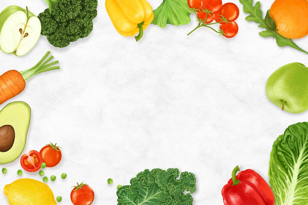 Fruits & vegetables frame background, editable design