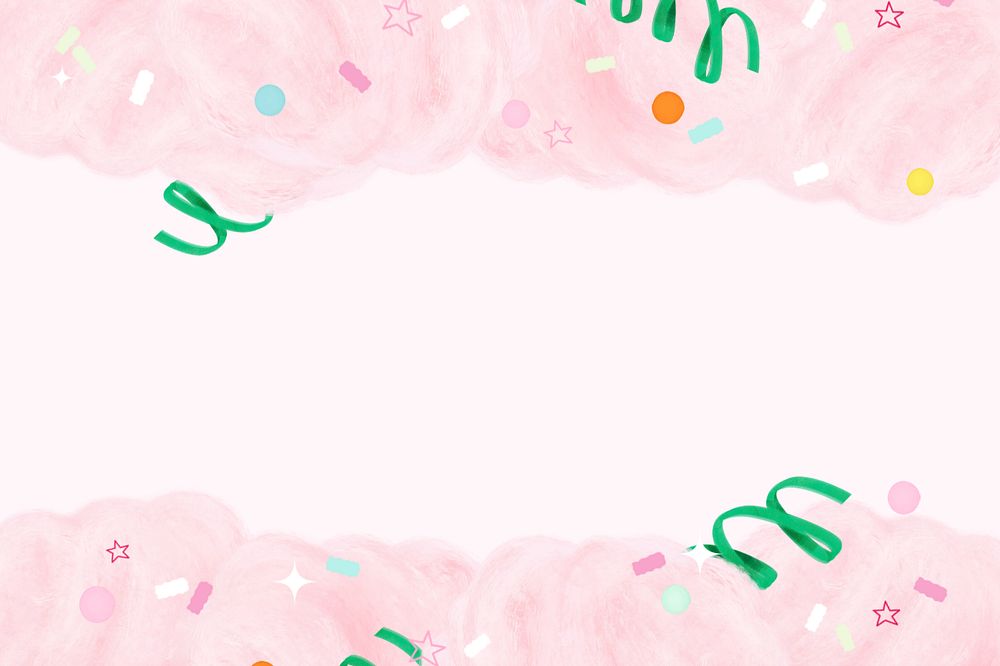 Pink cotton candy background, cute border, editable design