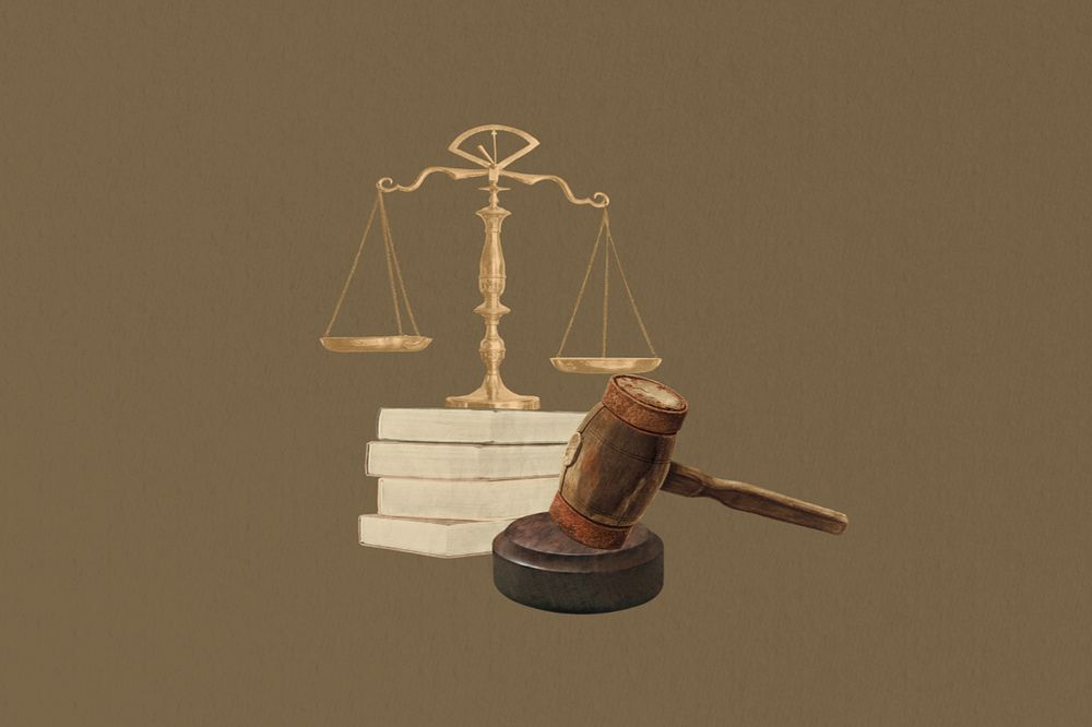 Justice scale & gavel, legal editable design. Remixed by rawpixel.