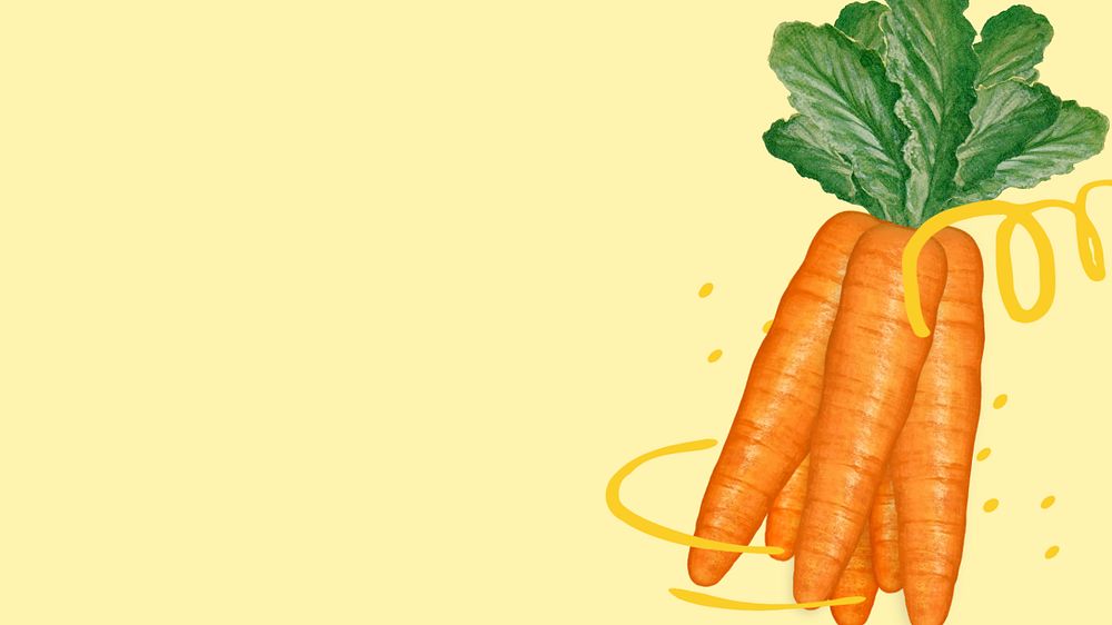 Cute carrot vegetable desktop wallpaper, healthy ingredient illustration, editable design