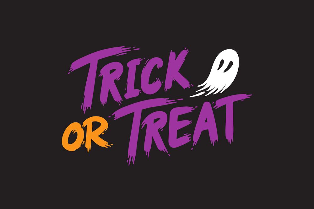 Trick or treat word, greeting typography, editable design