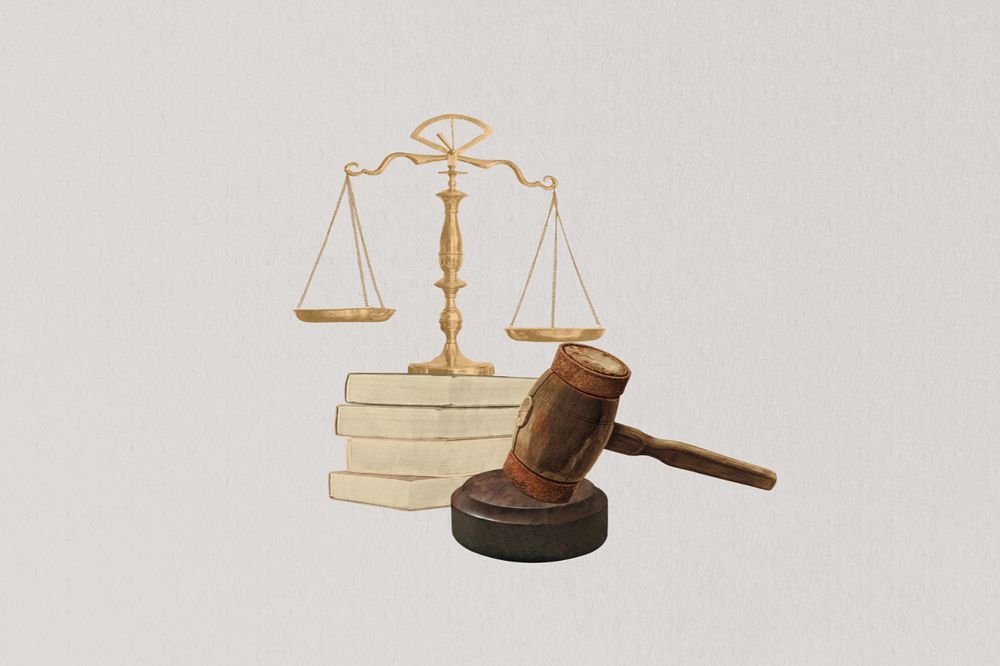 Justice scale & gavel, legal editable design. Remixed by rawpixel.