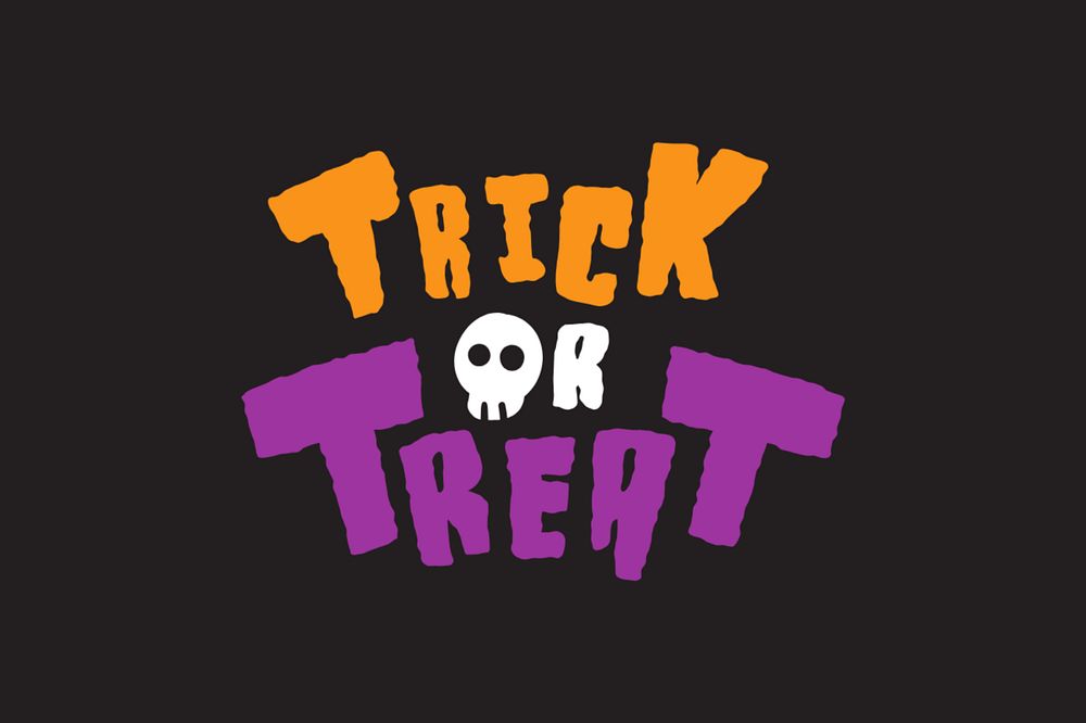 Trick or treat word, greeting typography, editable design