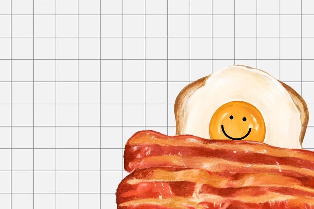 Fried egg toast background, bacon breakfast illustration, editable design