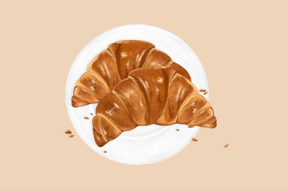 Homemade croissants, breakfast food illustration, editable design