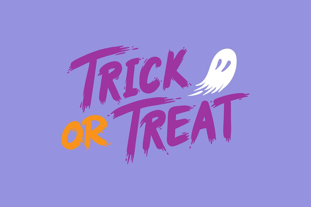 Trick or treat word, greeting typography, editable design