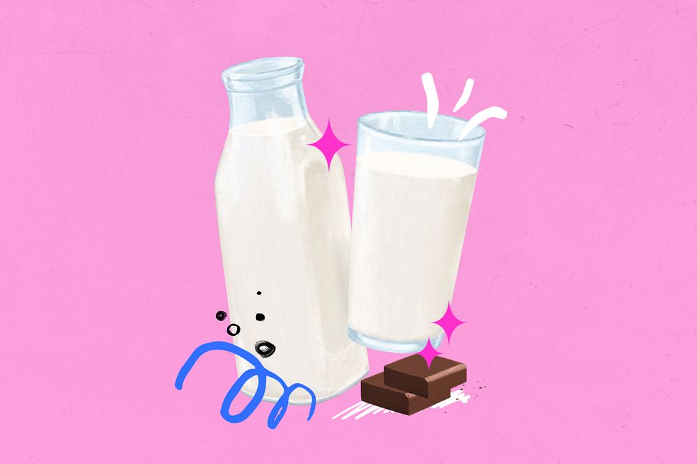 Milk and chocolate, drink illustration, editable design