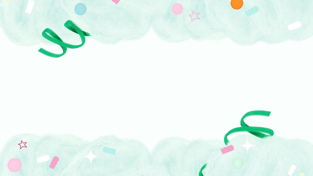 Green cotton candy computer wallpaper, cute border background, editable design