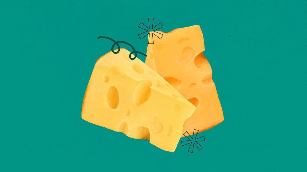 Cheese pieces HD wallpaper, green background, editable design