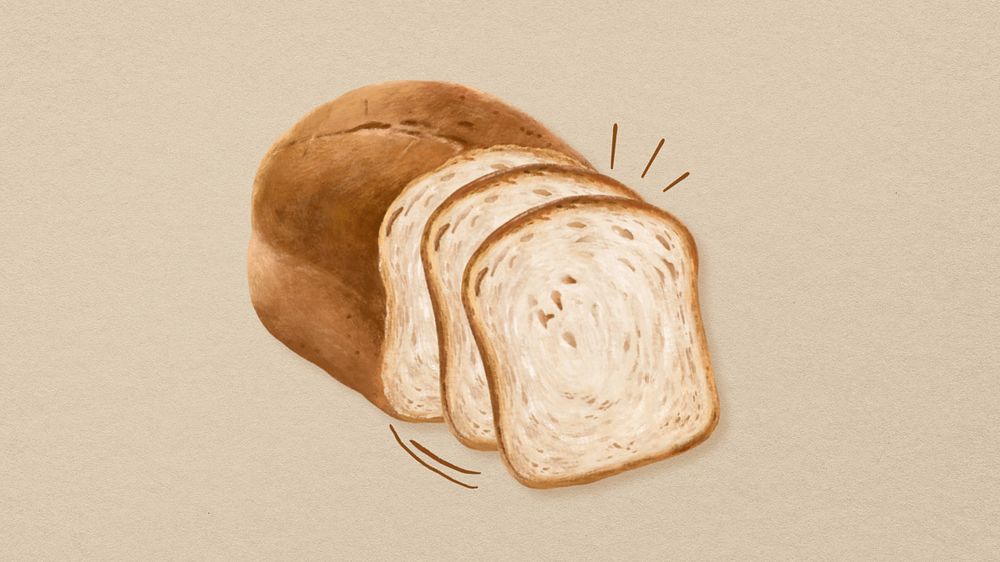 Bread loaf HD wallpaper, breakfast food illustration, editable design