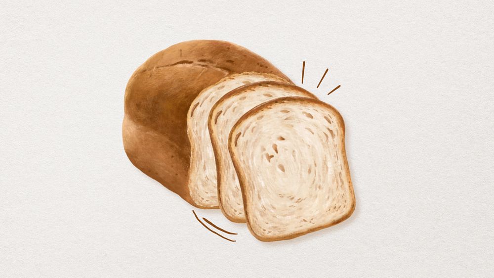 Bread loaf HD wallpaper, breakfast food illustration, editable design