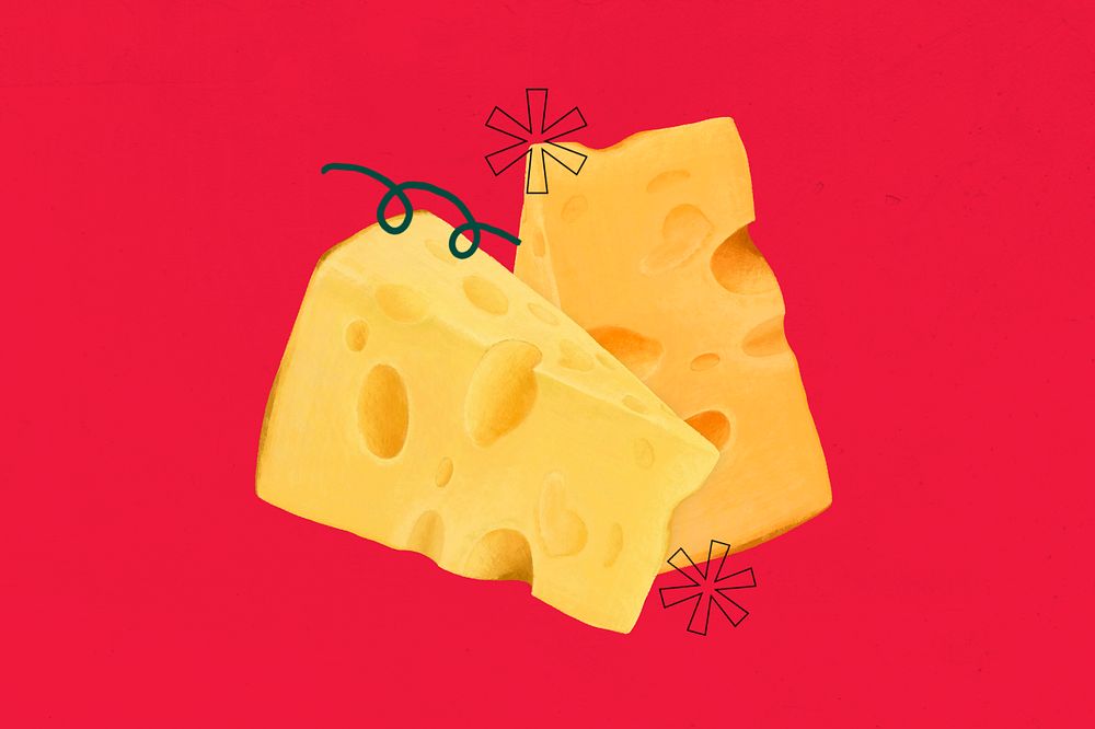 Alpine cheese, dairy food illustration, editable design